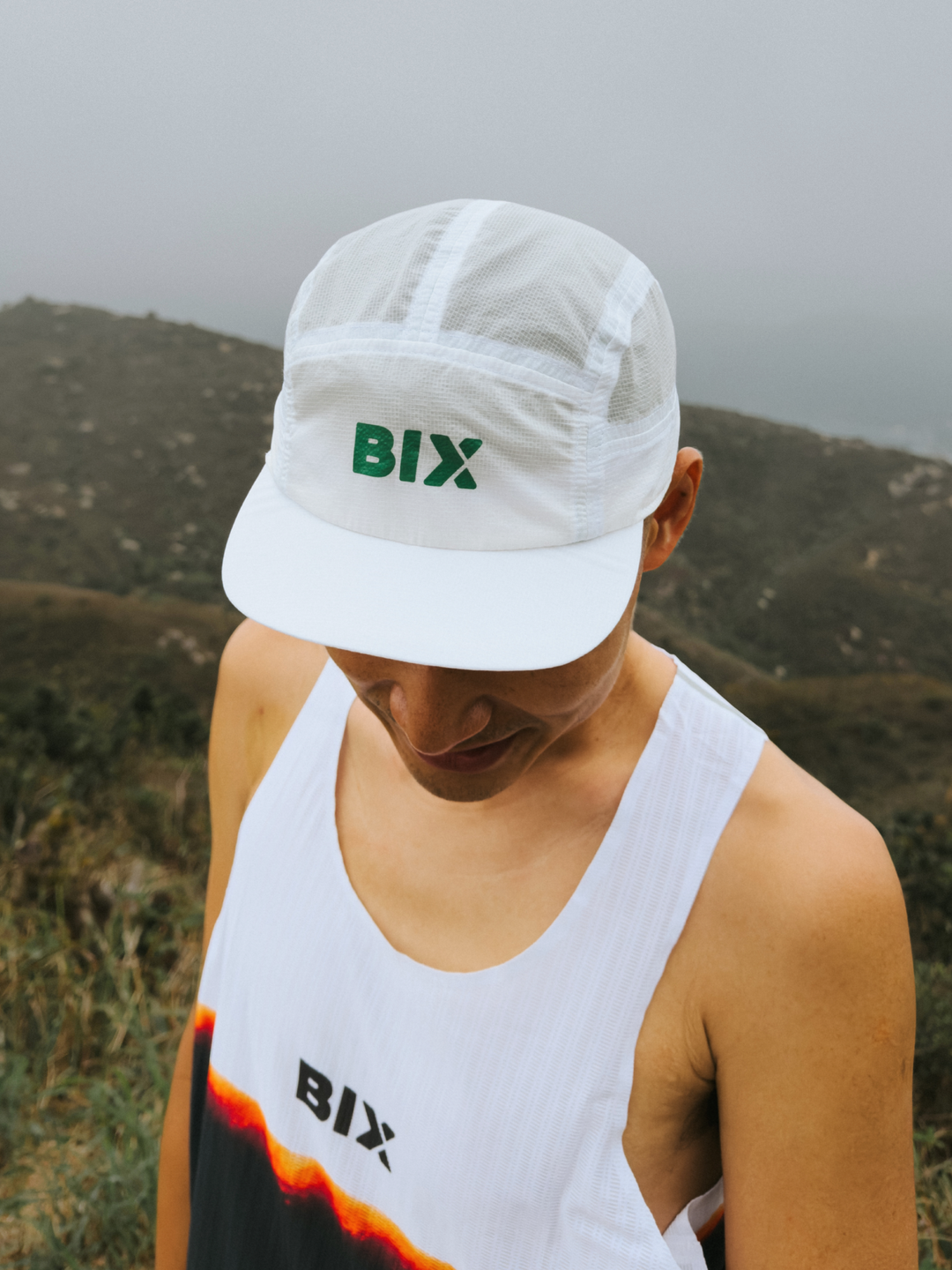 Bix Ultra Light Cap - White with Green Logo
