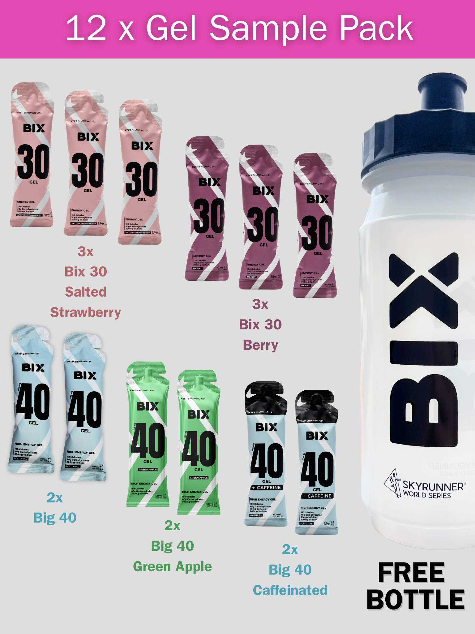 12 Gel Sample Pack + Free Bottle