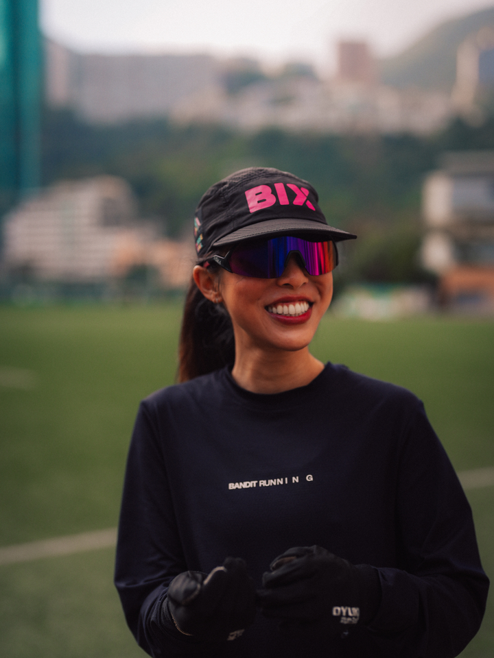 Bix Ultra Light Cap - Black with Rose Pink Logo