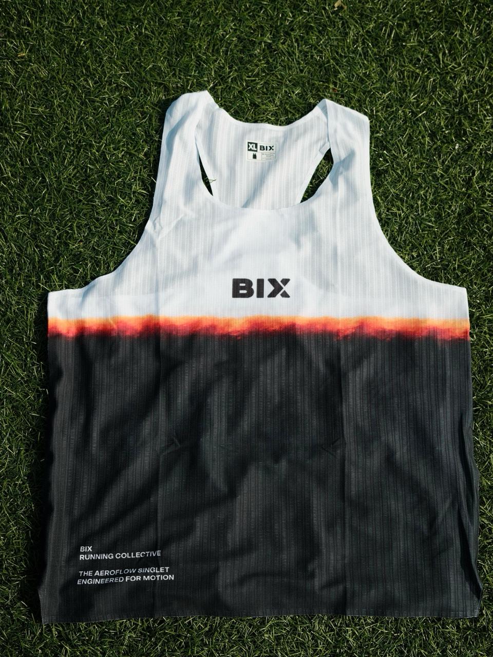Bix Aeroflow Running Singlet - Black White Fire