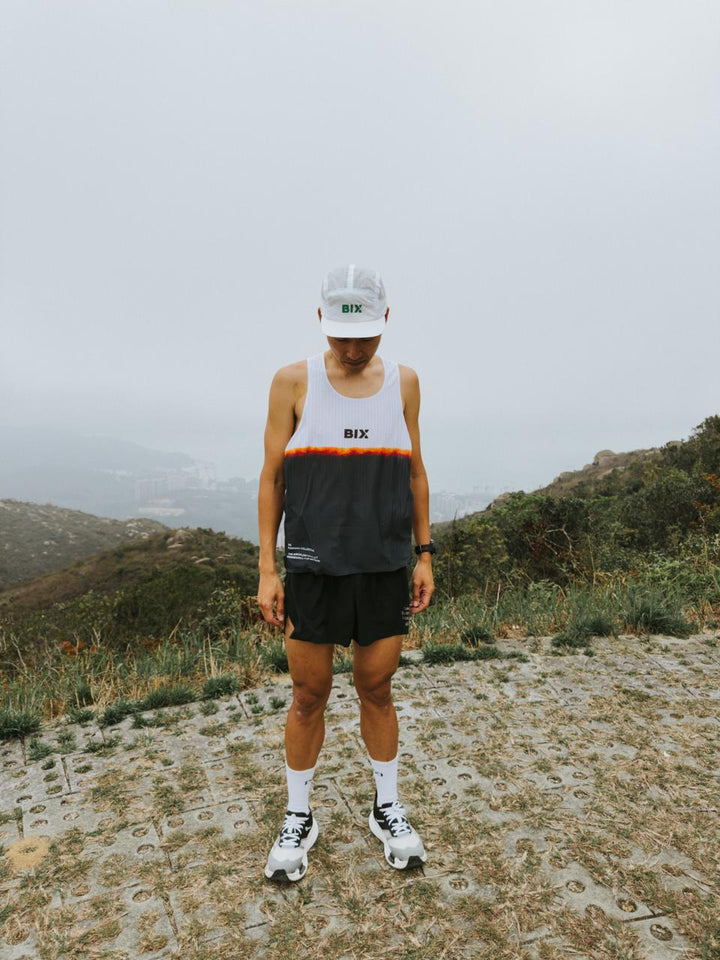 Bix Aeroflow Running Singlet - Black White Fire